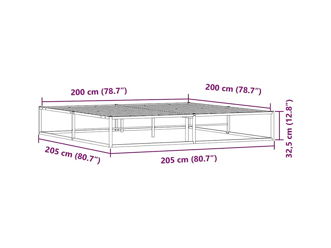 Letto per adulti | Letto matrimoniale | Giroletto senza Materasso Bianco 200x200 cm Metallo