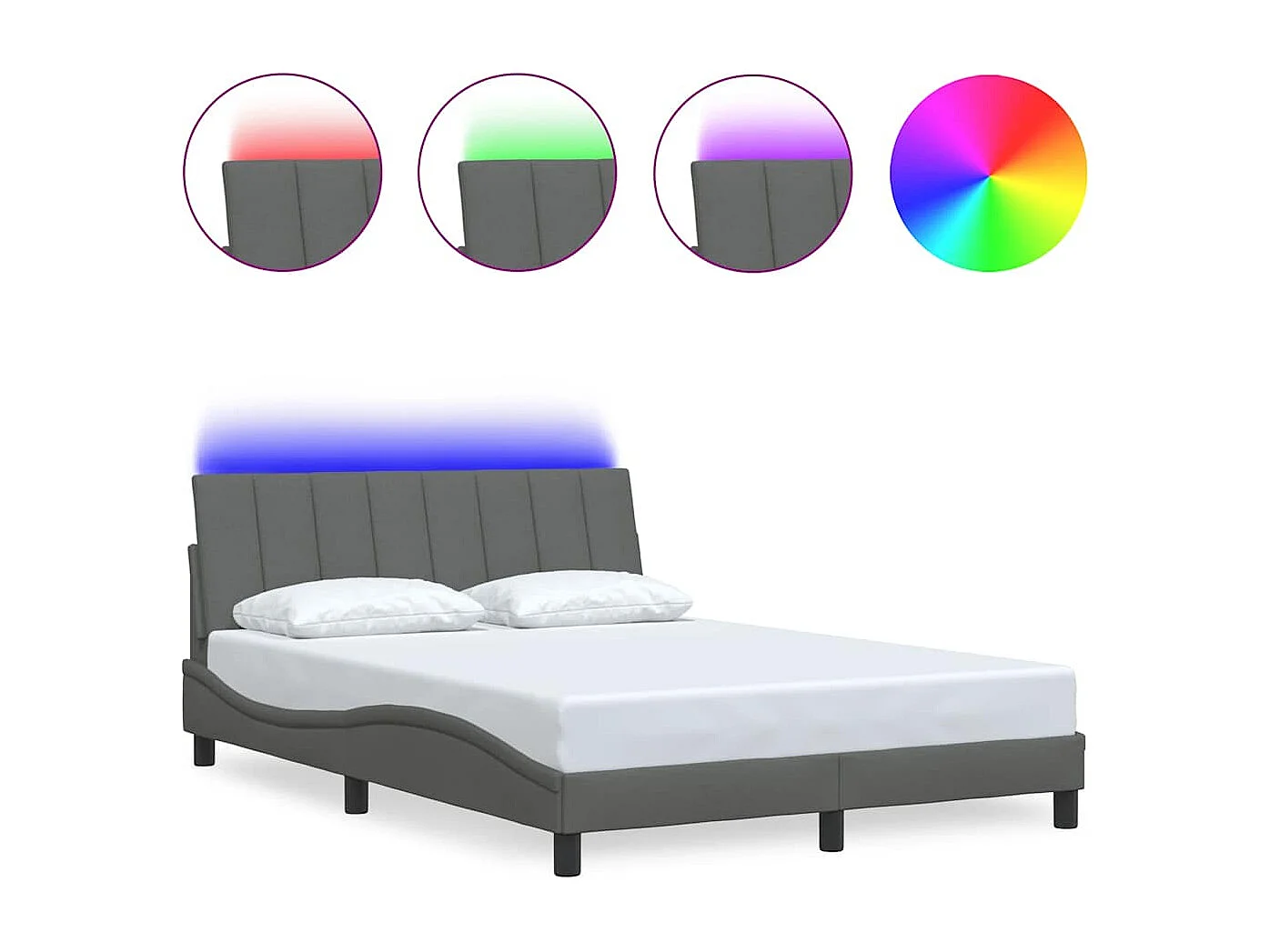 Letto per adulti | Letto matrimoniale | Giroletto senza Materasso Hanko Grigio Scuro 140x200 cm Tessuto