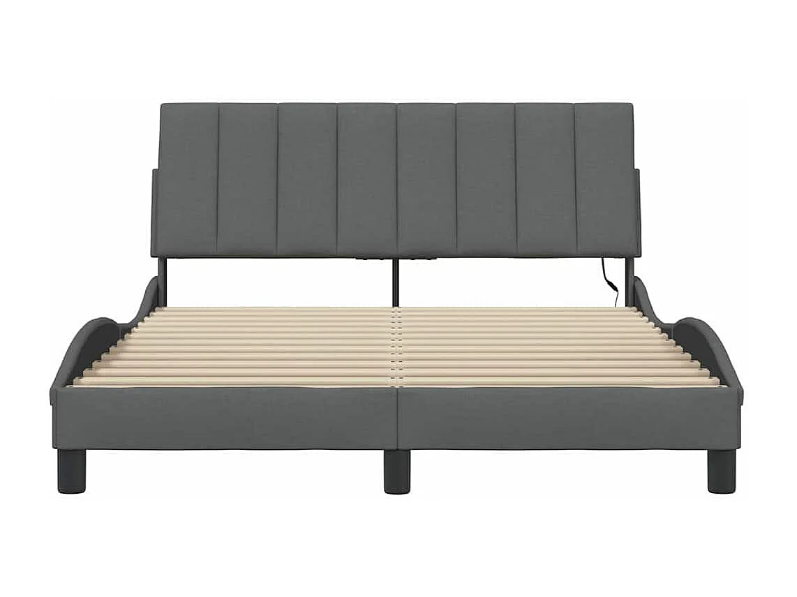 Letto per adulti | Letto matrimoniale | Giroletto senza Materasso Hanko Grigio Scuro 140x200 cm Tessuto