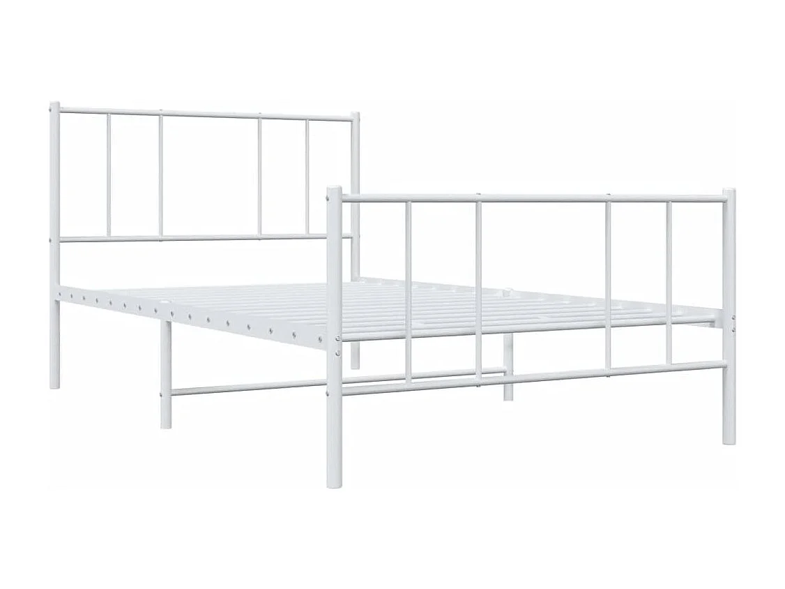 Lit simple | Lit adulte, enfant | Cadre de lit métal avec pied de lit blanc 75x190cm