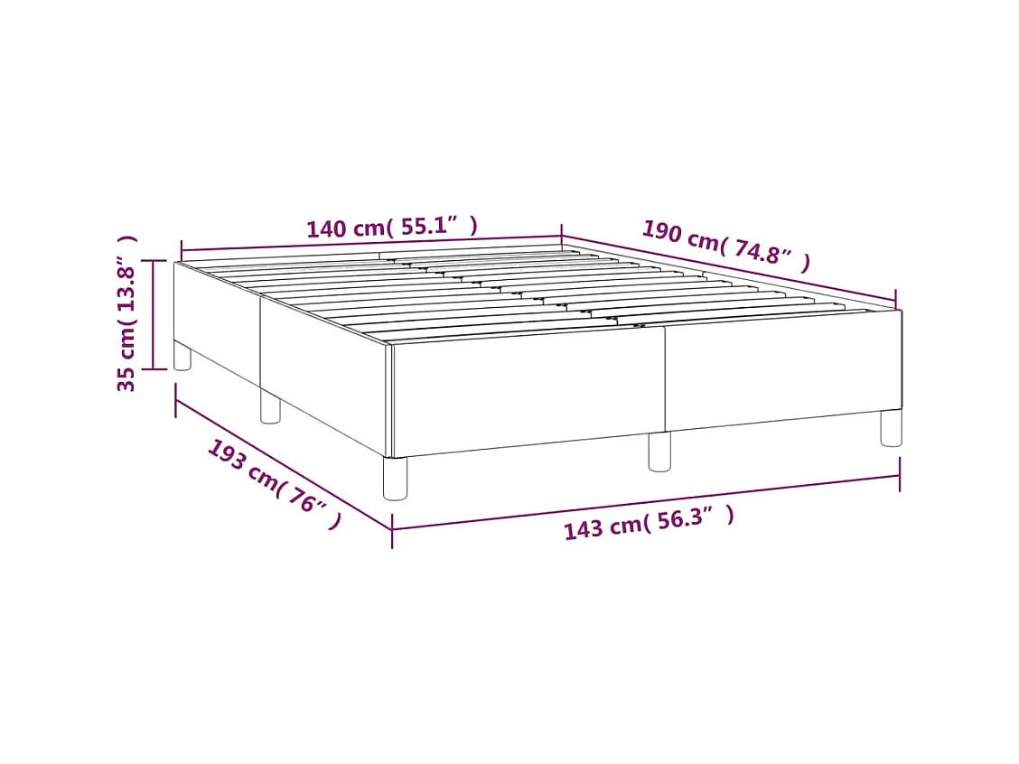 Lit double | Lit adulte | Cadre de lit noir 140x190 cm tissu