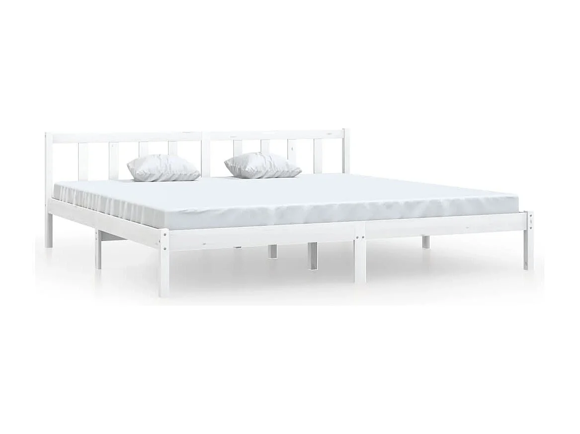 Lit double | Lit adulte | Cadre de lit blanc bois massif 180x200 cm