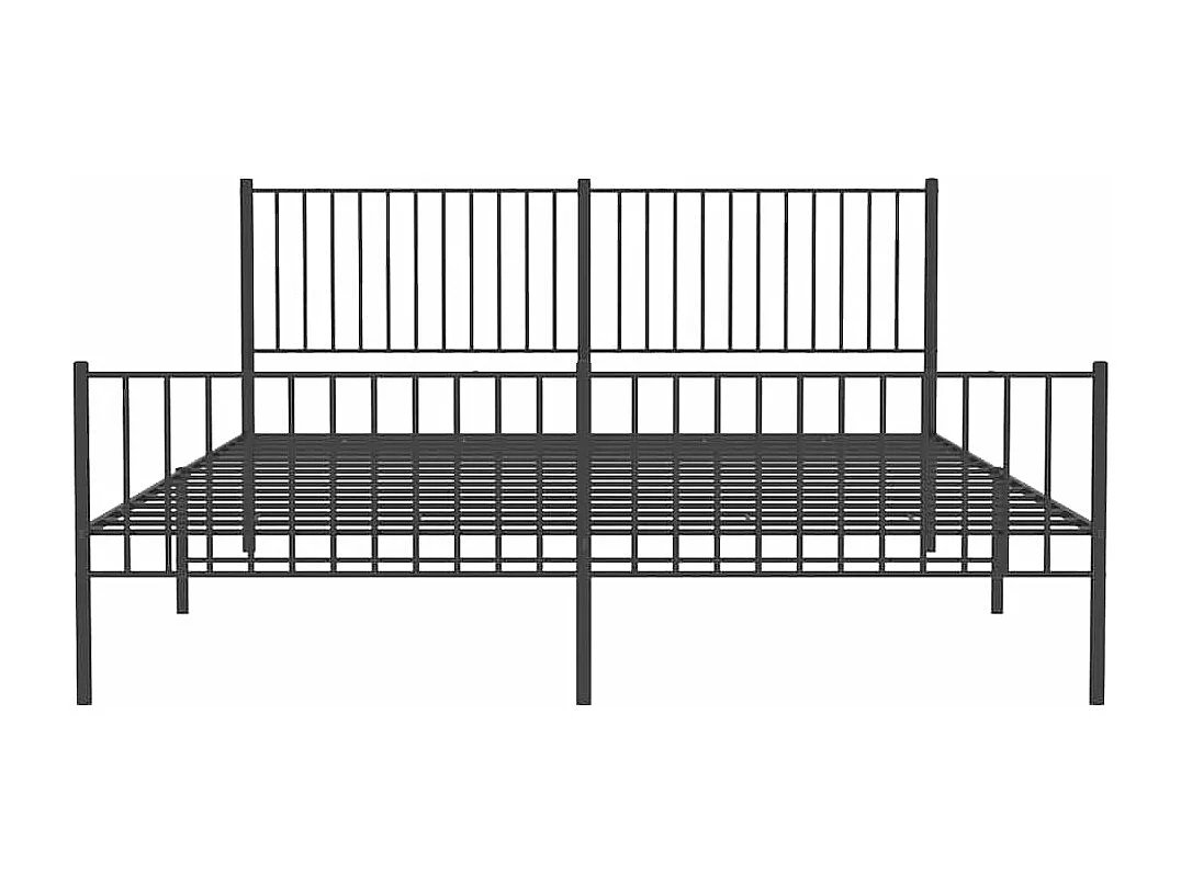 Lit double | Lit adulte | Cadre de lit métal avec pied de lit noir 183x213cm