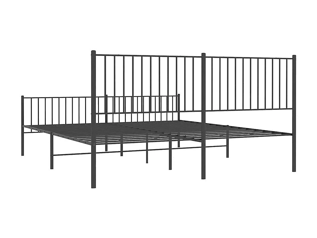 Lit double | Lit adulte | Cadre de lit métal avec pied de lit noir 183x213cm