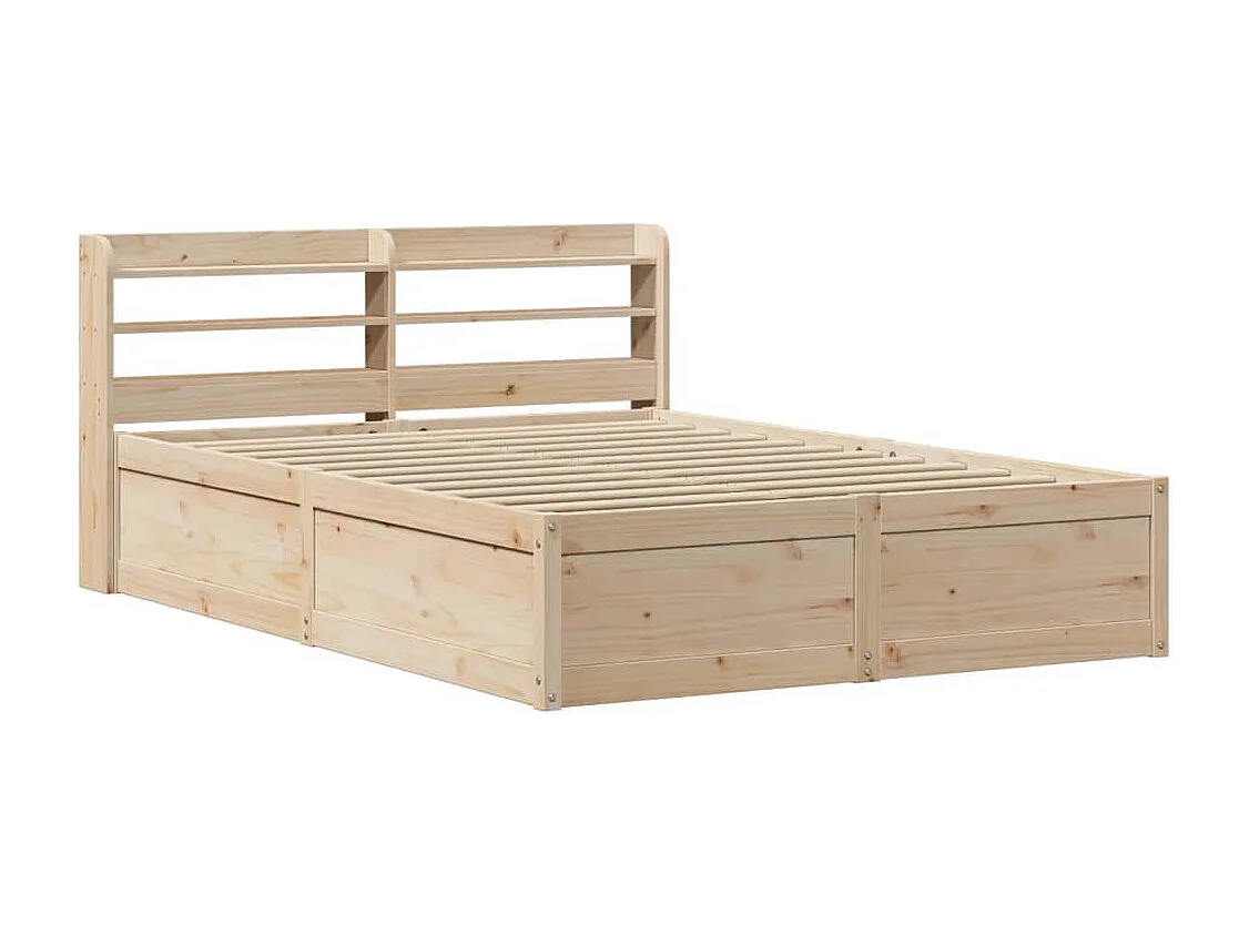 Letto per adulti | Letto singolo | Giroletto con Testiera 120x190 cm in Legno Massello di Pino