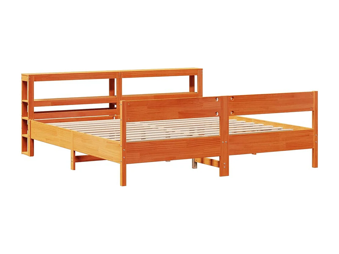 Lit double | Lit adulte | Cadre de lit cire marron 200x200cm bois pin massif