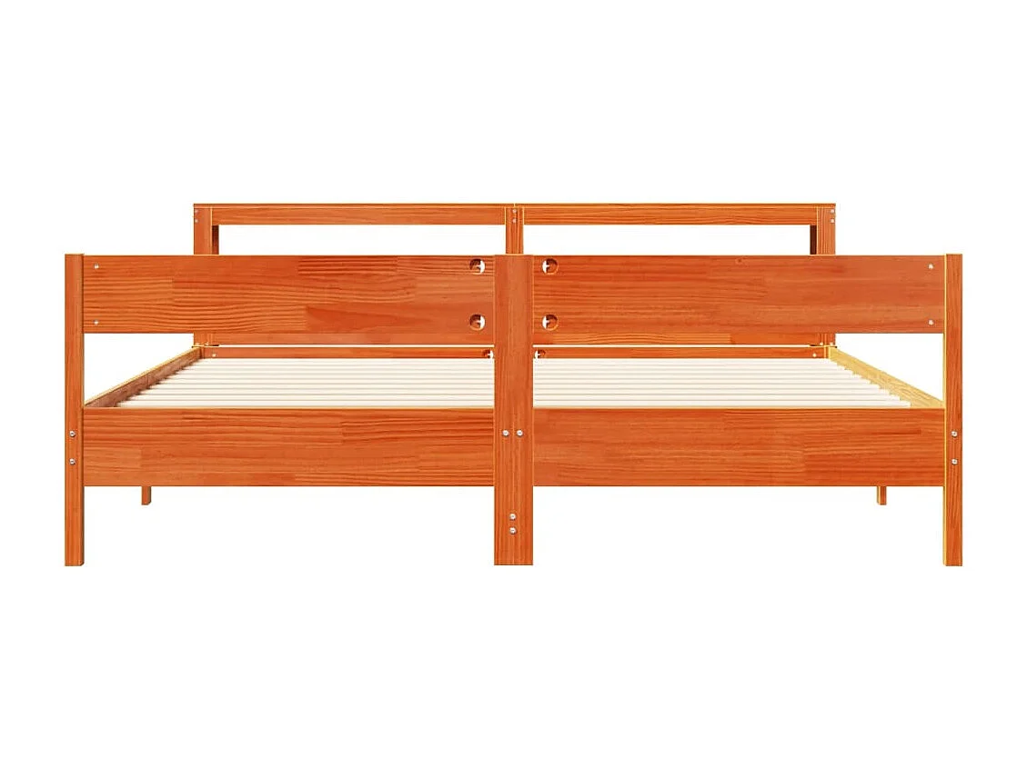 Lit double | Lit adulte | Cadre de lit cire marron 200x200cm bois pin massif