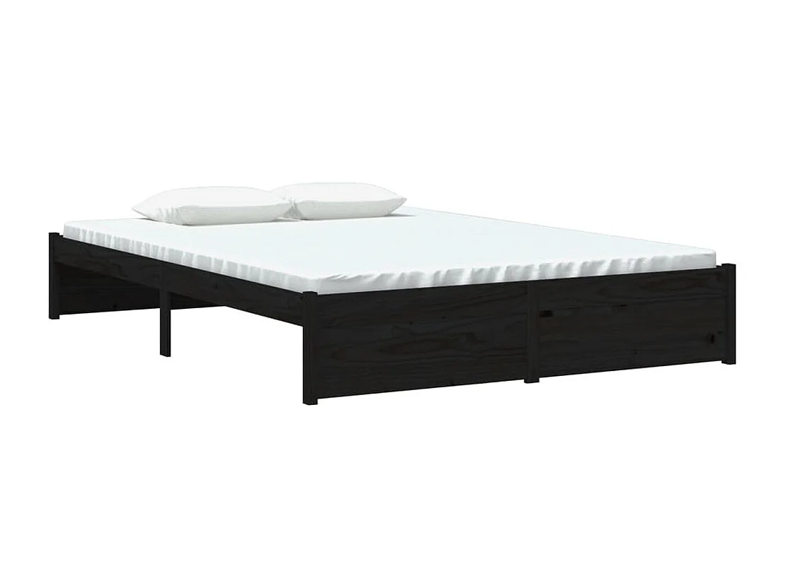 Lit double | Lit adulte | Cadre de lit noir bois massif 140x190 cm