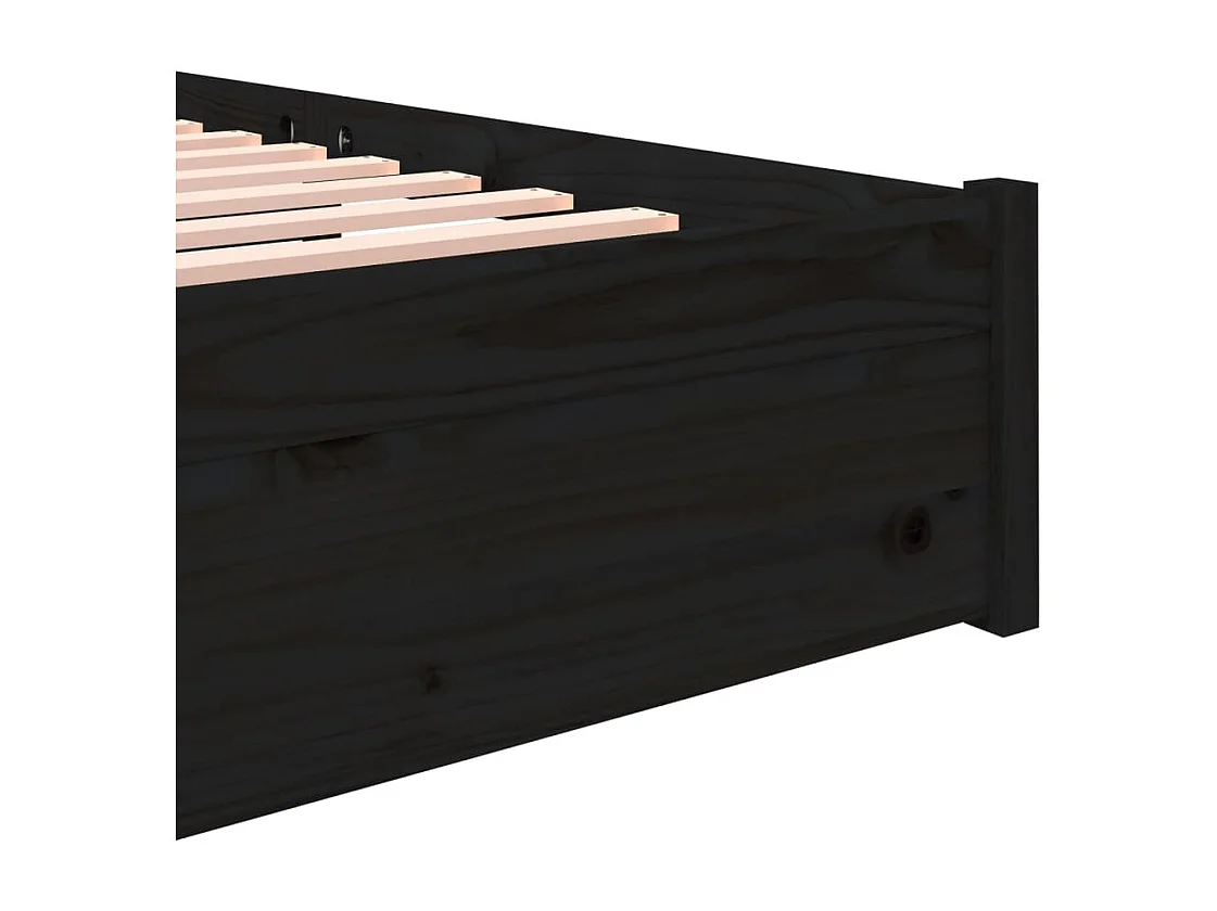 Lit double | Lit adulte | Cadre de lit noir bois massif 140x190 cm