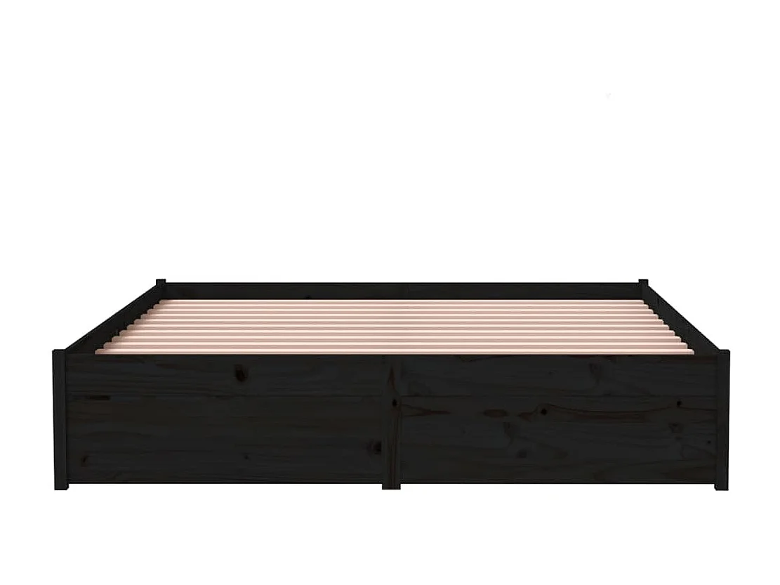 Lit double | Lit adulte | Cadre de lit noir bois massif 140x190 cm