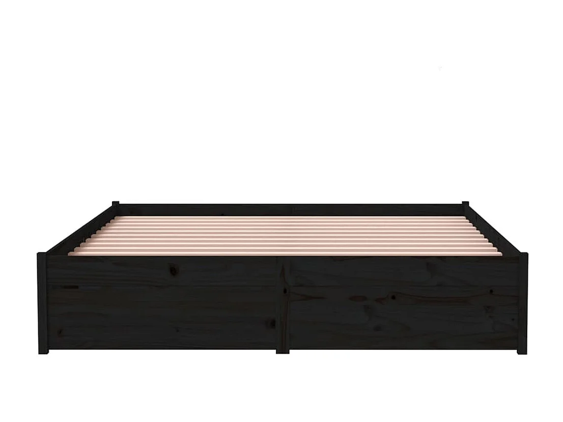 Lit double | Lit adulte | Cadre de lit noir bois massif 140x190 cm
