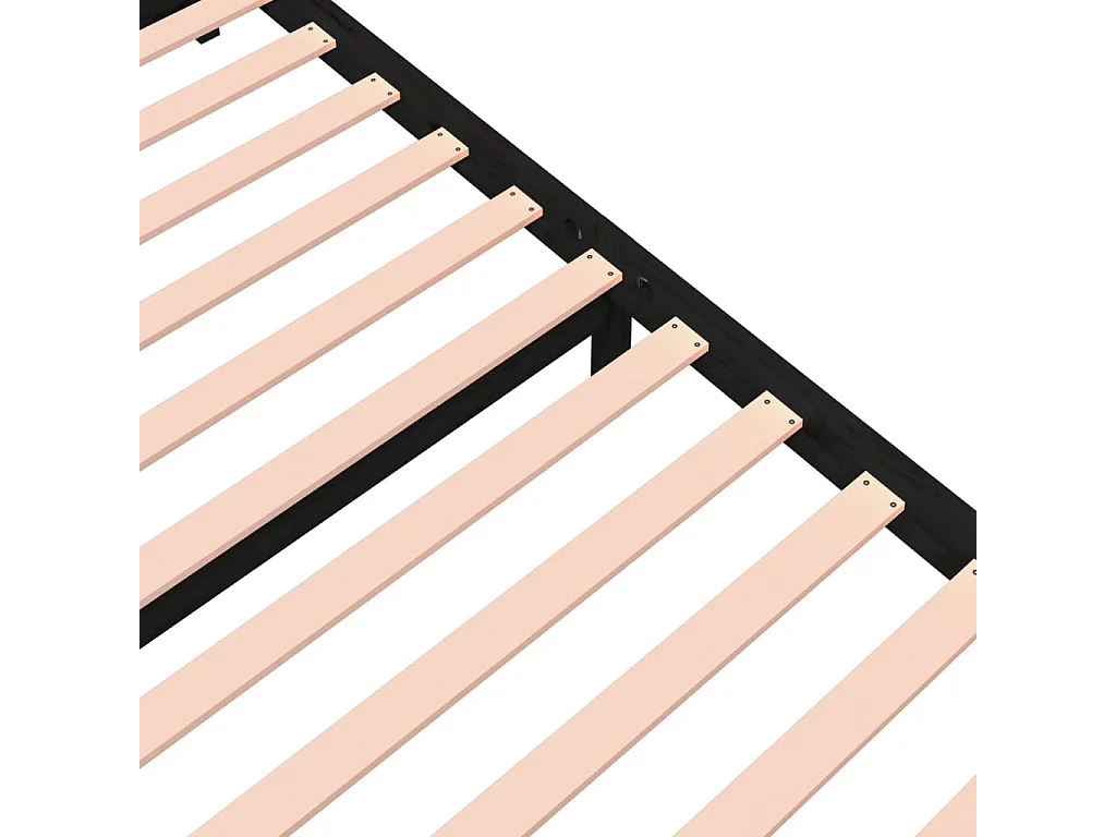 Lit double | Lit adulte | Cadre de lit noir bois massif 140x190 cm