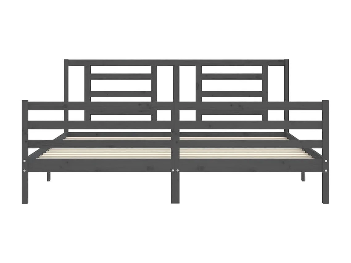 Lit double | Lit adulte | Cadre de lit gris 200x200 cm bois massif