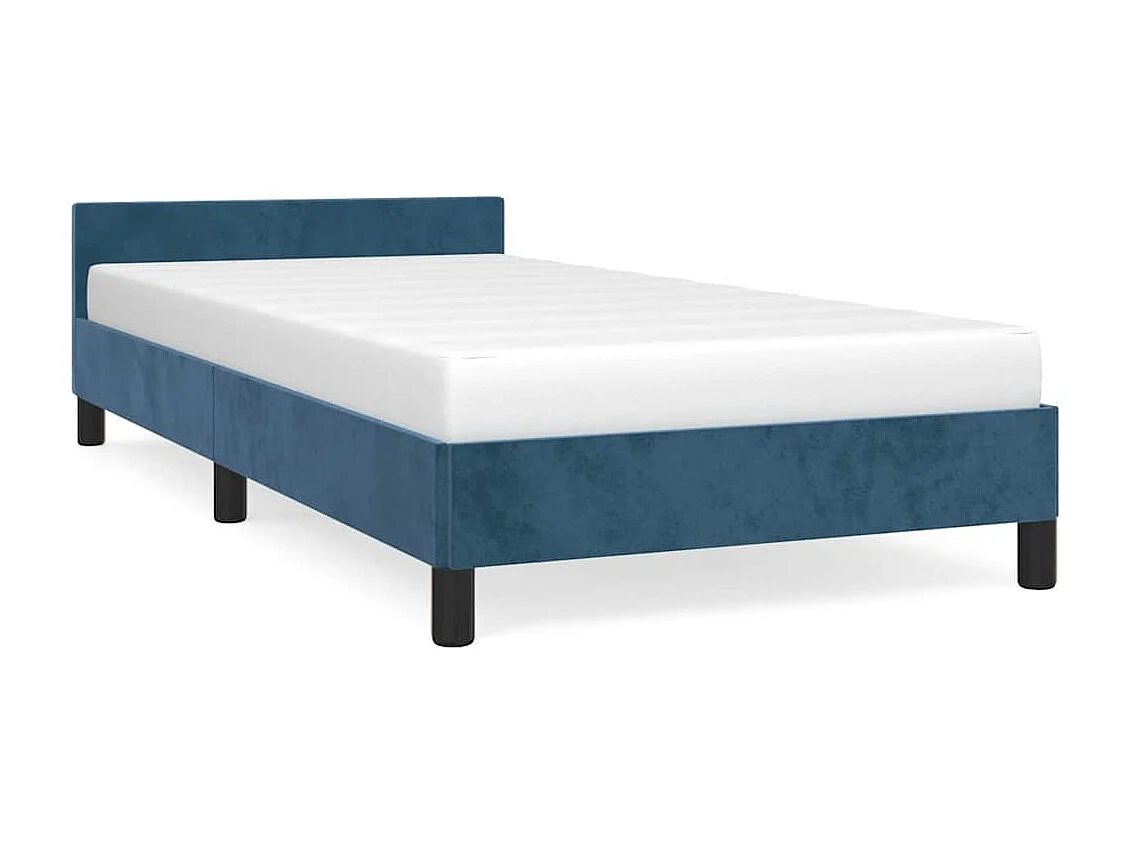Lit simple | Lit adulte, enfant | Cadre de lit bleu foncé 100x200 cm velours