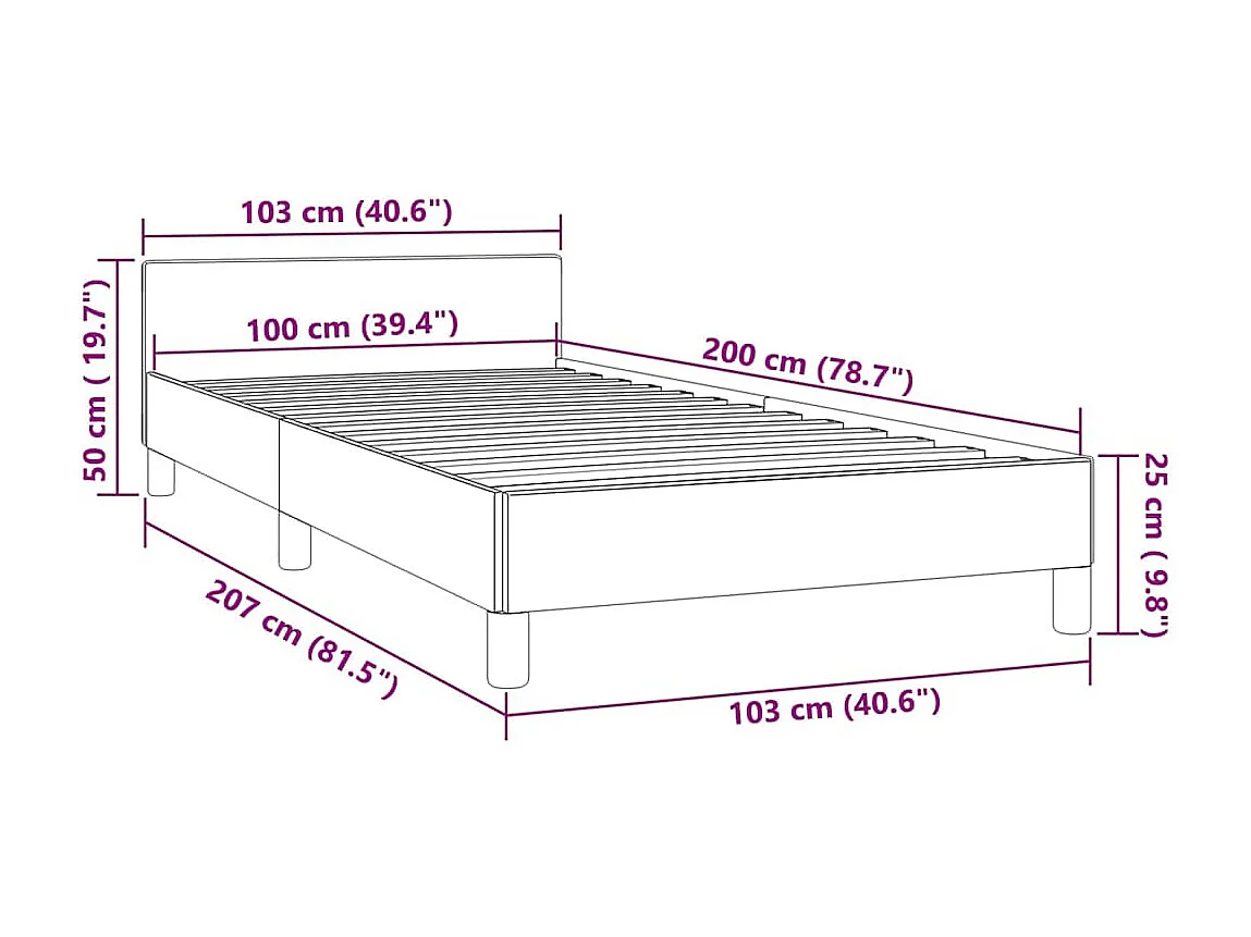 Lit simple | Lit adulte, enfant | Cadre de lit bleu foncé 100x200 cm velours