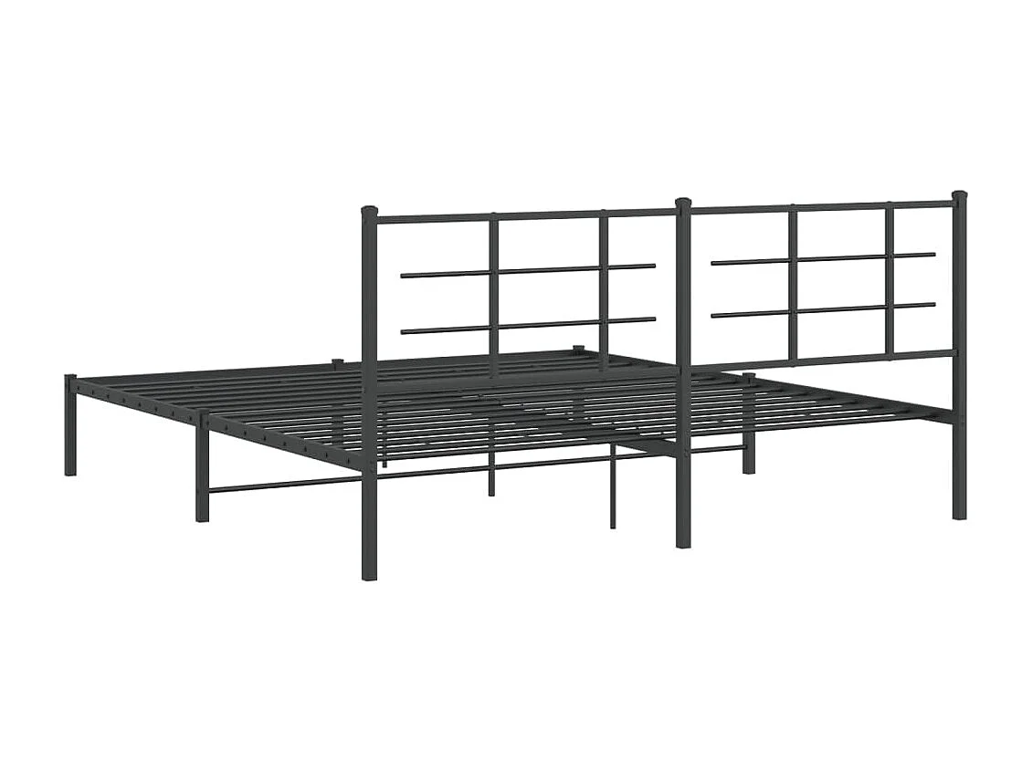 Lit double | Lit adulte | Cadre de lit métal avec tête de lit noir 183x213cm