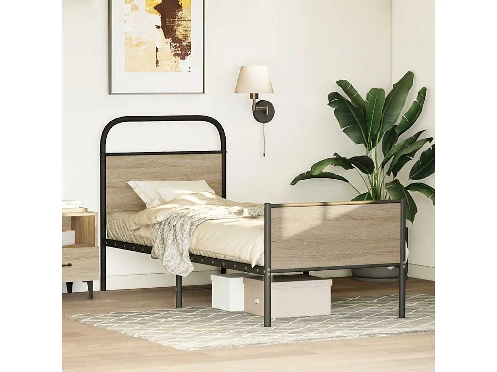 Letto per adulti | Letto singolo | Giroletto senza Materasso Rovere Sonoma 80x200 cm in Truciolato