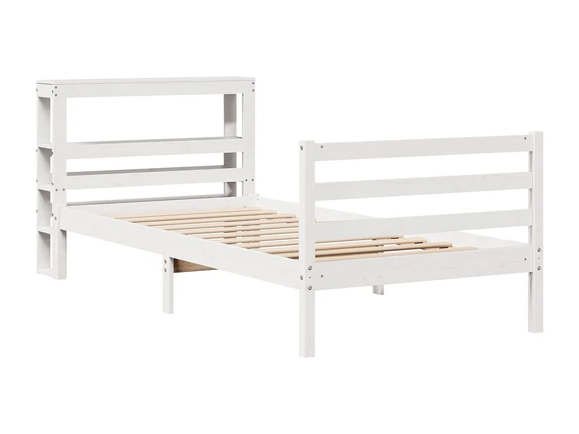 Lit simple | Lit adulte, enfant | Cadre de lit blanc 90x190 cm bois de pin massif
