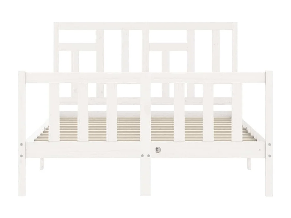 Lit double | Lit adulte | Cadre de lit blanc 140x200 cm bois de pin massif