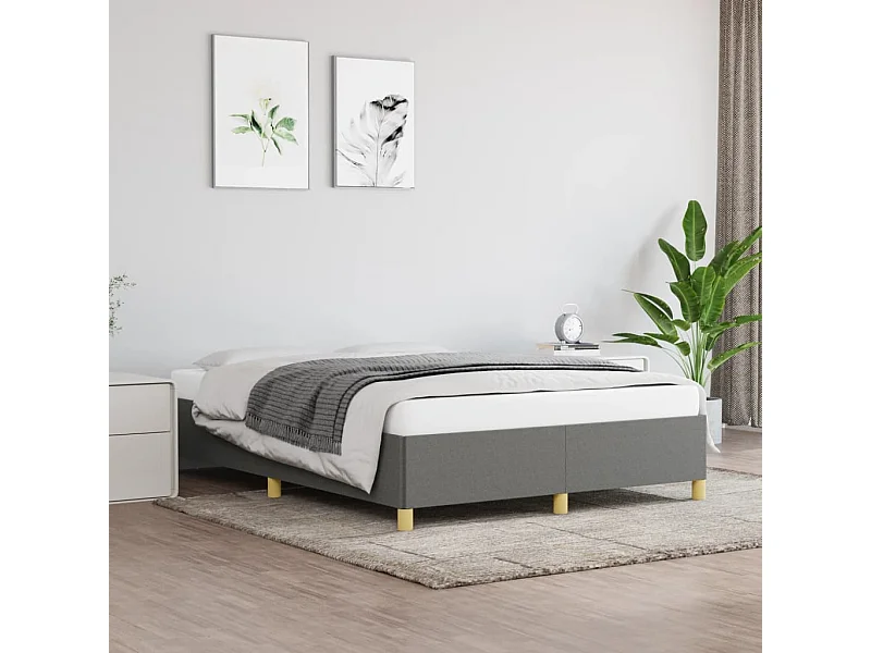 Lit double | Lit adulte | Cadre de lit gris foncé 140x190 cm tissu