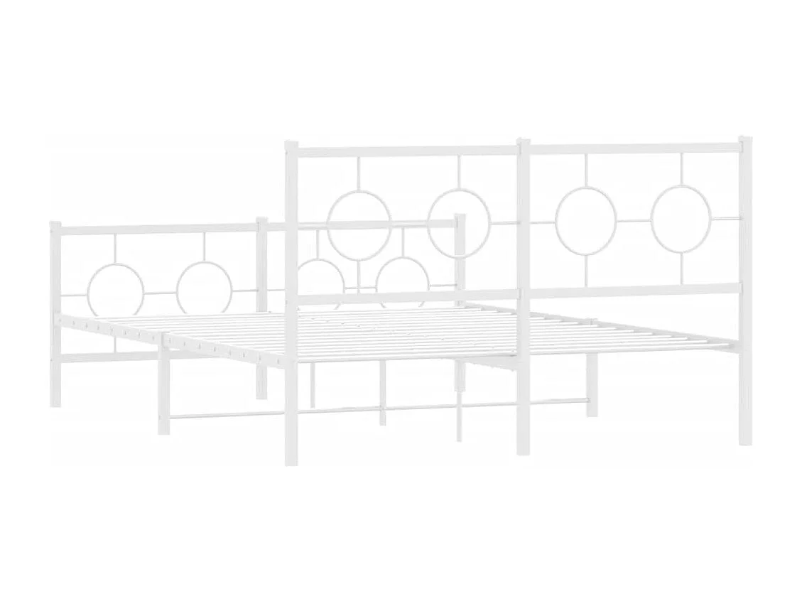 Lit double | Lit adulte | Cadre de lit métal et pied de lit blanc 140x190 cm