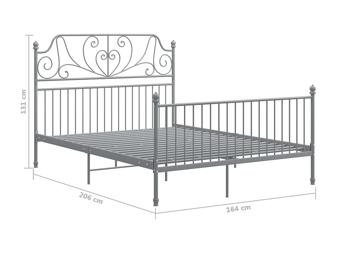 Lit double | Lit adulte | Cadre de lit gris métal 160x200 cm