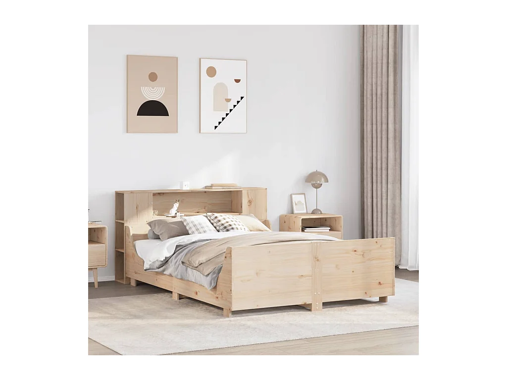 Letto per adulti | Letto matrimoniale | Giroletto senza Materasso 140x200 cm in Legno Massello di Pino