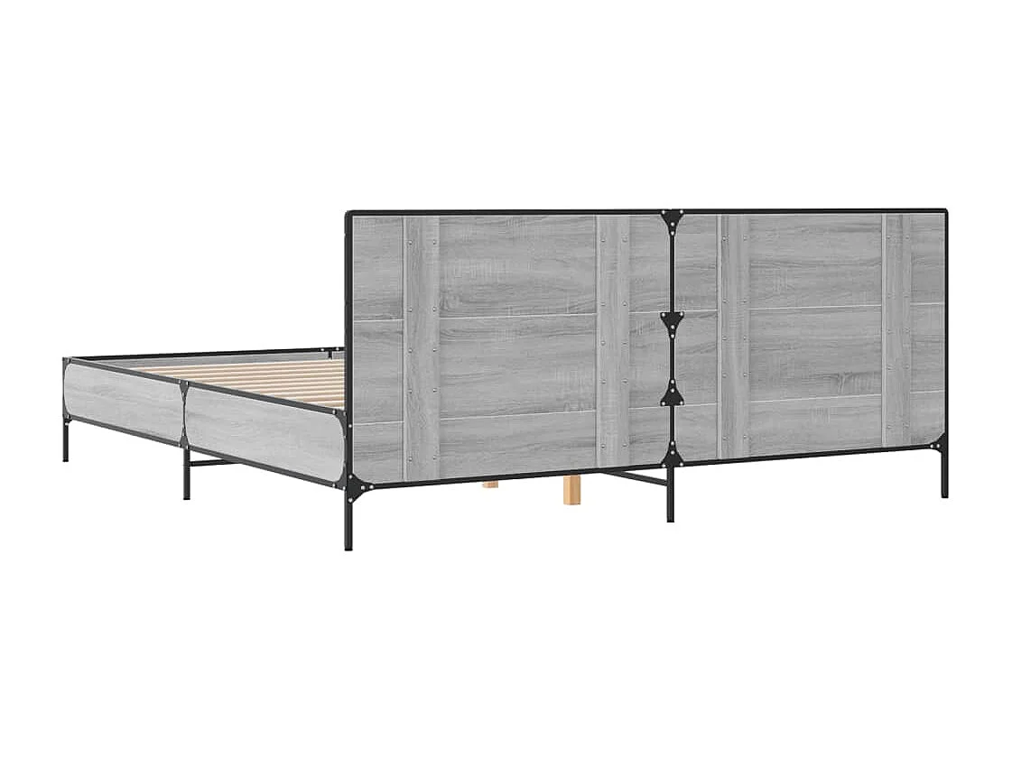 Lit double | Lit adulte | Cadre de lit sonoma gris 200x200 cm