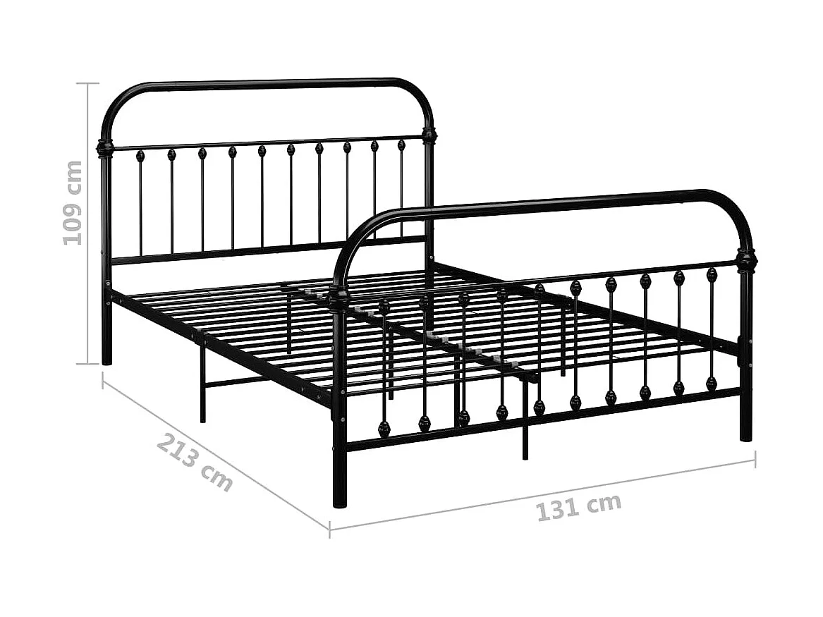 Lit simple | Lit adulte, enfant | Cadre de lit noir métal 120x200 cm