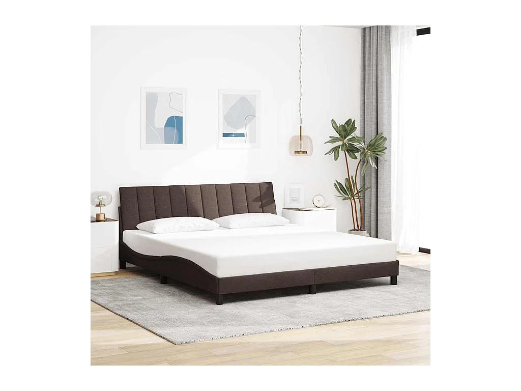 Letto per adulti | Letto matrimoniale | Giroletto senza Materasso Hanko Marrone Scuro 180x200 cm Tessuto