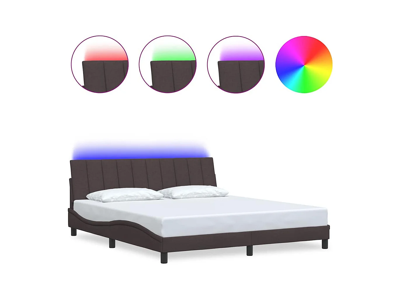 Letto per adulti | Letto matrimoniale | Giroletto senza Materasso Hanko Marrone Scuro 180x200 cm Tessuto