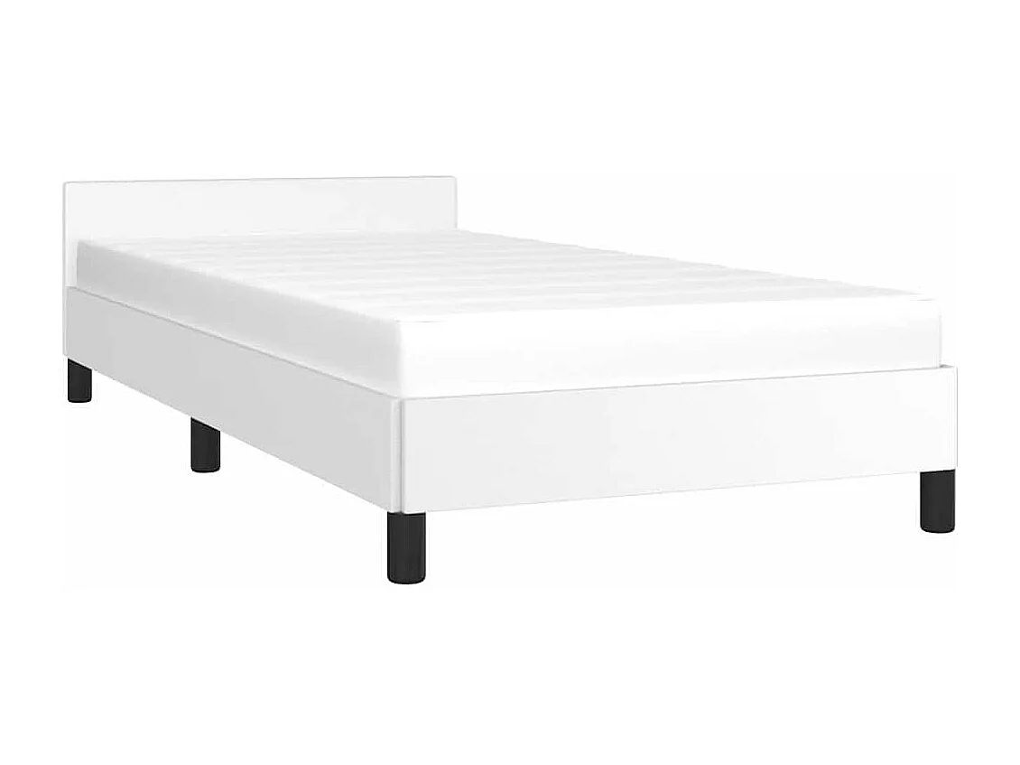 Lit simple | Lit adulte, enfant | Cadre de lit avec tête de lit blanc 90x200 cm