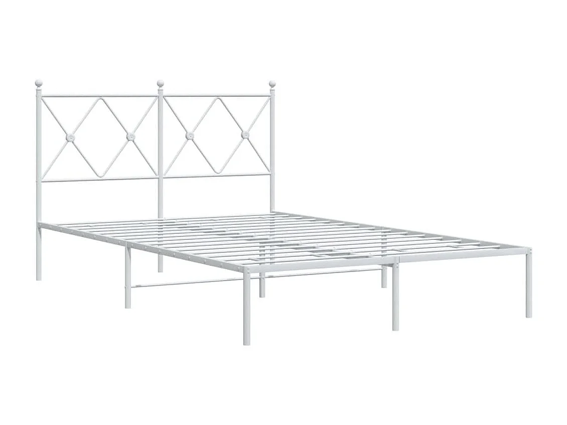 Lit simple | Lit adulte, enfant | Cadre de lit métal et tête de lit blanc 120x190 cm