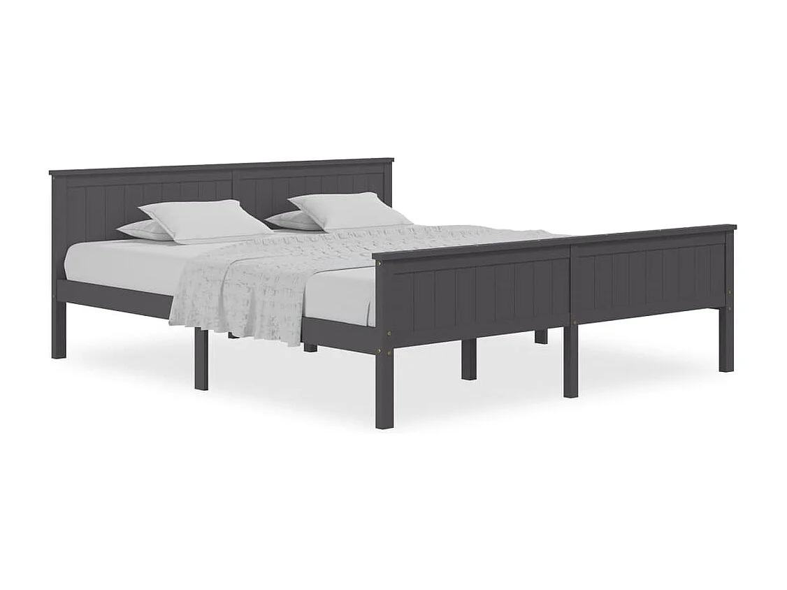 Lit double | Lit adulte | Cadre de lit bois massif de pin gris 200x200 cm