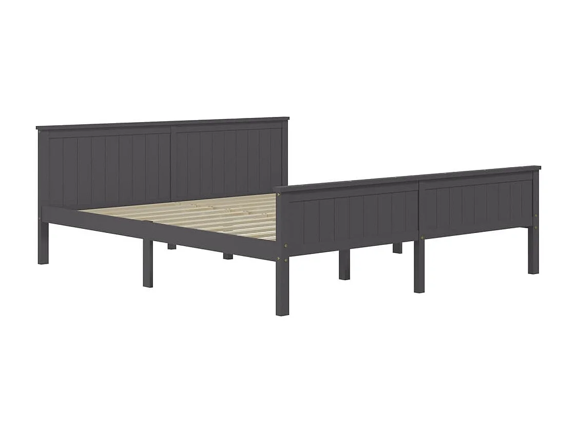 Lit double | Lit adulte | Cadre de lit bois massif de pin gris 200x200 cm