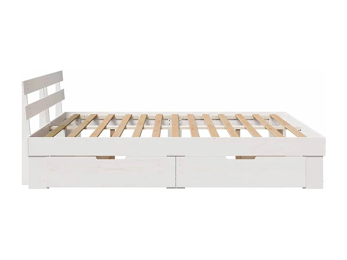 Lit double | Lit adulte | Cadre de lit avec tiroir Blanc 180x200 cm Bois massif en pin