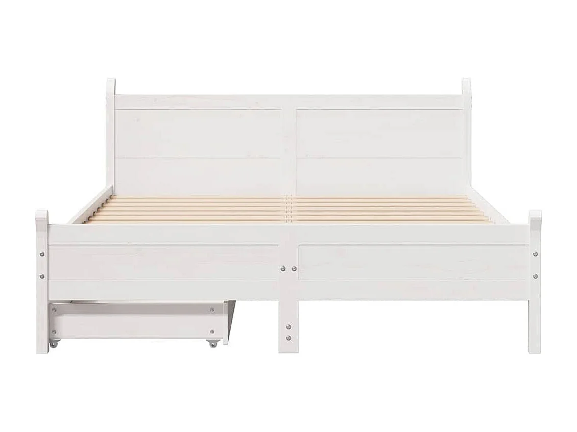 Lit simple | Lit adulte, enfant | Cadre de lit blanc 120x190 cm bois de pin massif