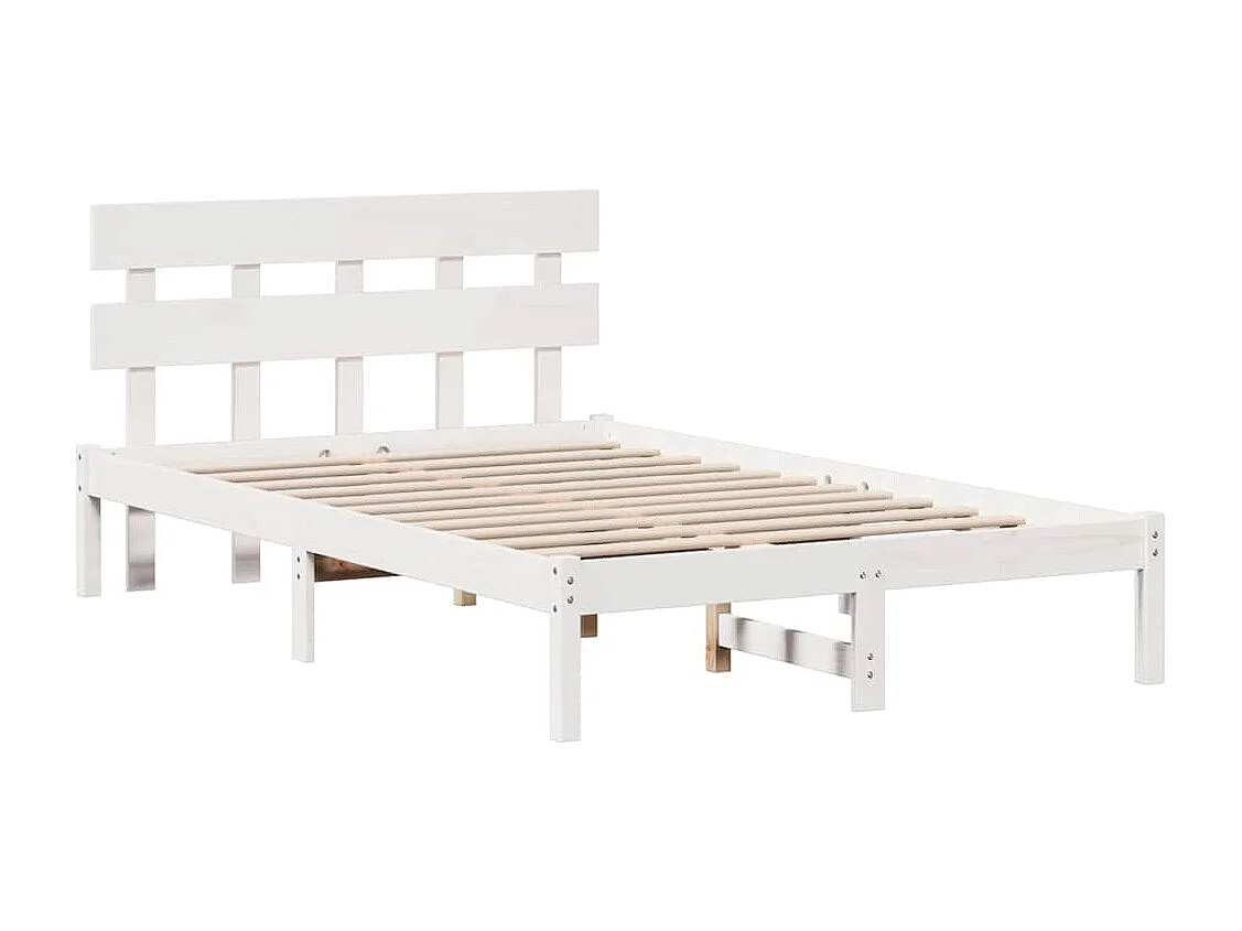 Lit double | Lit adulte | Cadre de lit Blanc 135x190 cm Bois de pin massif