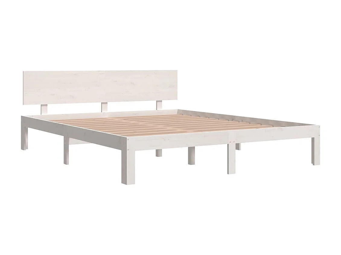 Lit double | Lit adulte | Cadre de lit blanc bois de pin massif 160x200 cm