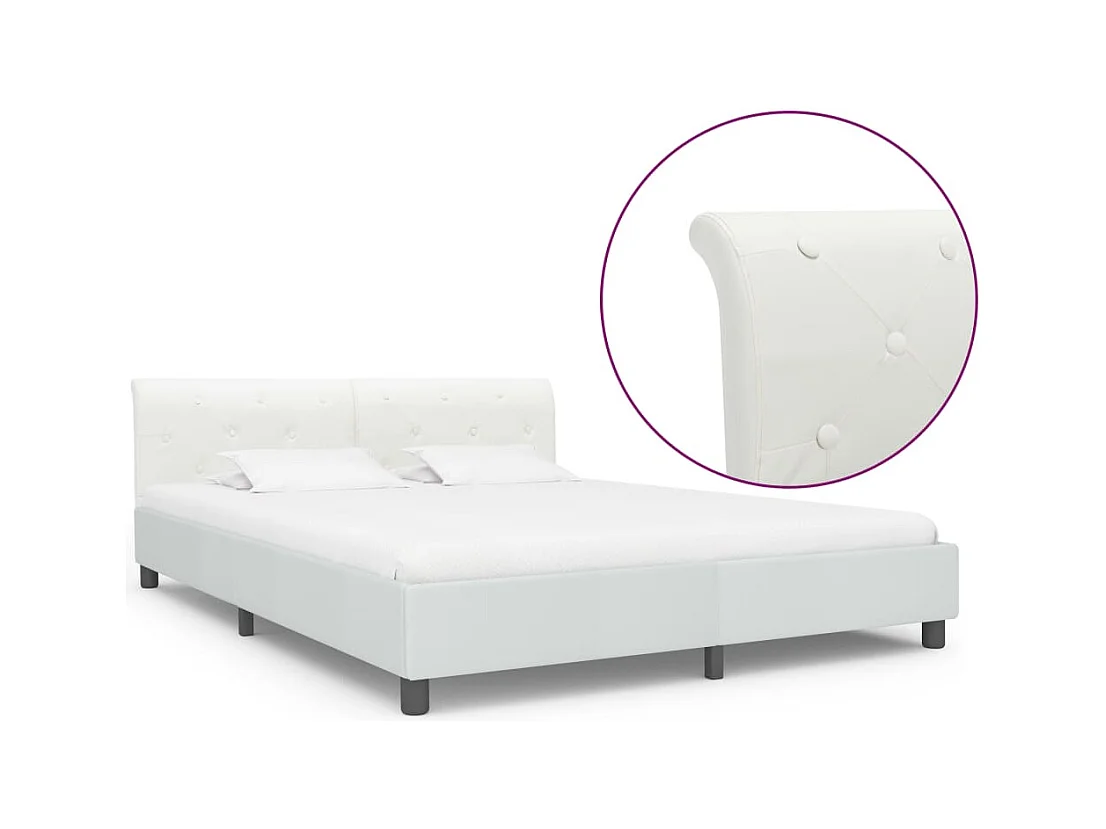 Letto per adulti | Letto matrimoniale | Giroletto Bianco in Similpelle 160x200 cm