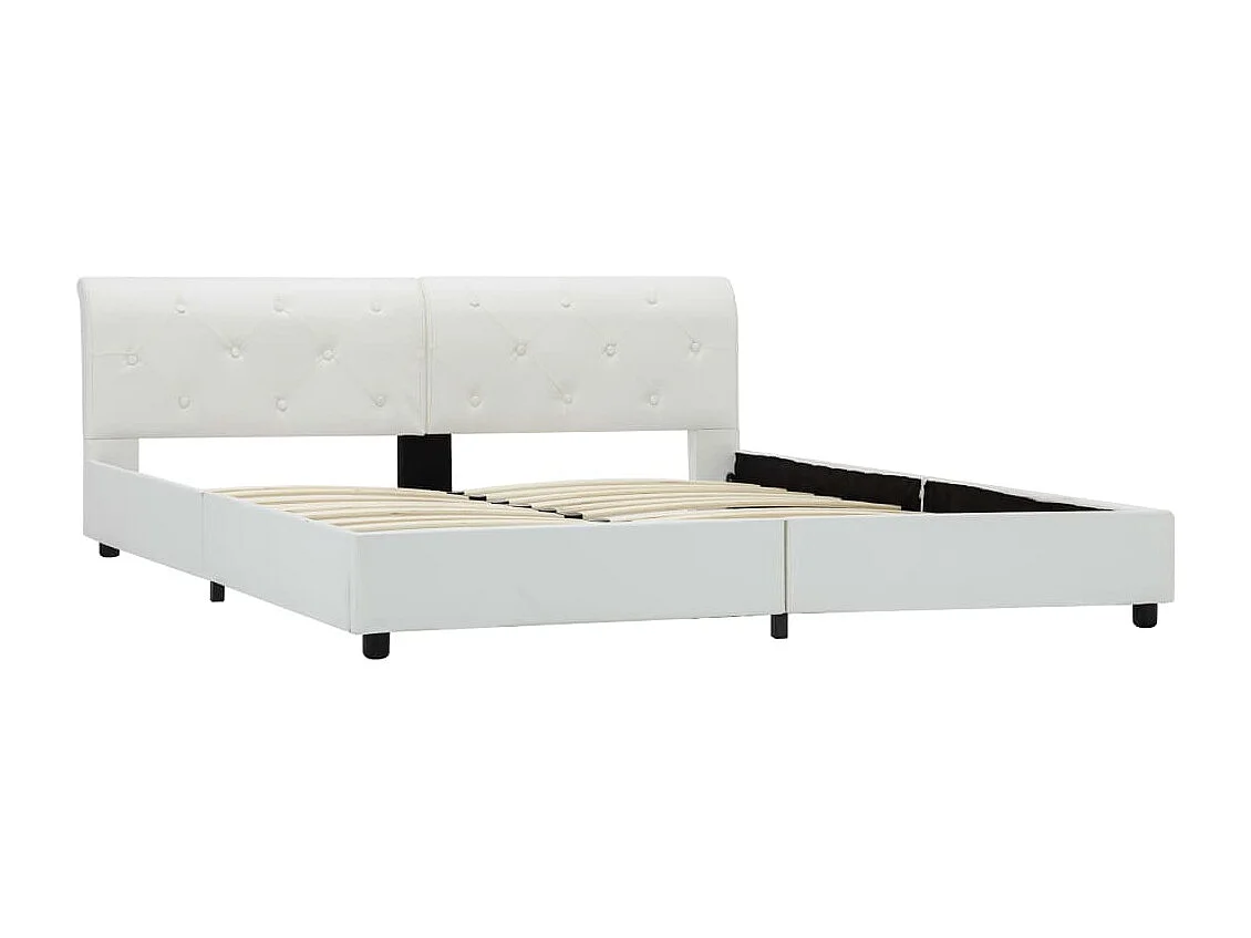 Lit double | Lit adulte | Cadre de lit blanc similicuir 160x200 cm