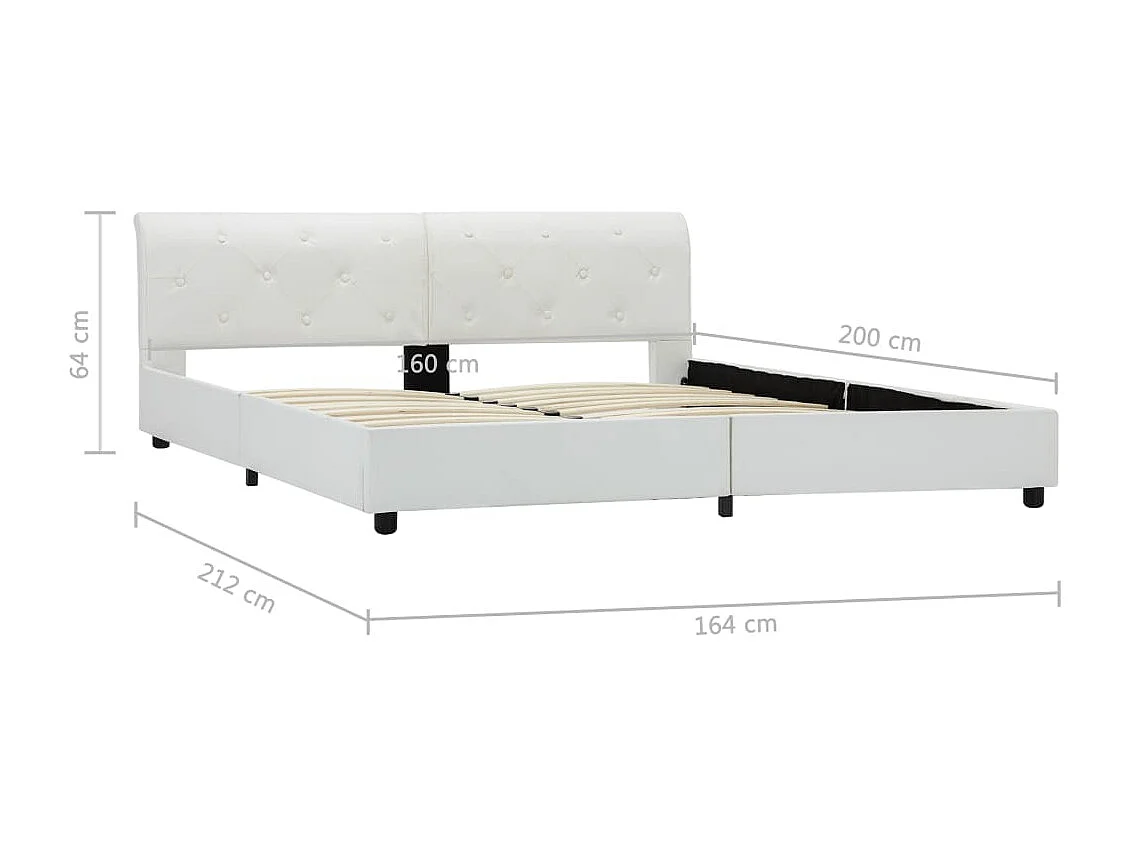 Lit double | Lit adulte | Cadre de lit blanc similicuir 160x200 cm