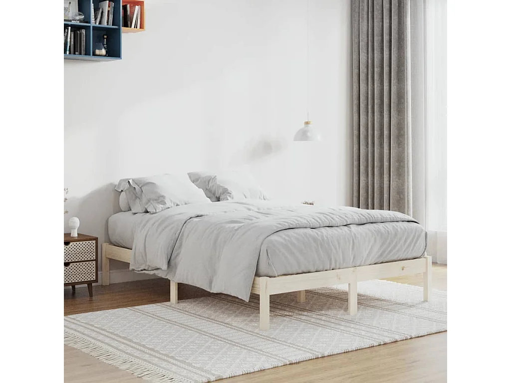 Letto per adulti | Letto matrimoniale | Giroletto senza Materasso 135x190 cm in Legno di Pino Full
