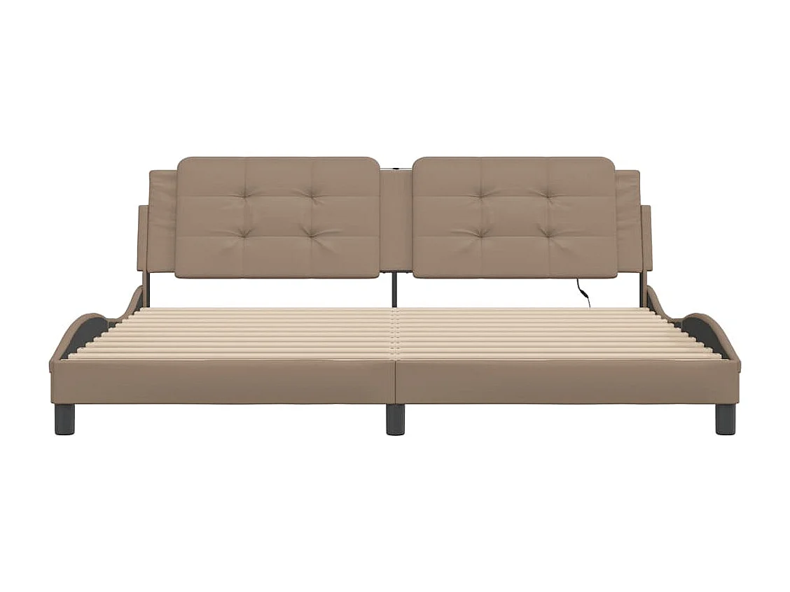 Lit double | Lit adulte | Cadre de lit avec lumières LED cappuccino 200x200 cm similicuir