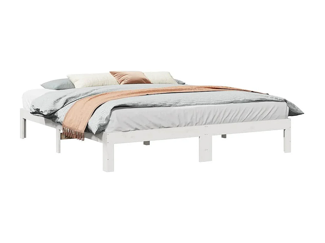 Letto per adulti | Letto matrimoniale | Giroletto senza Materasso Bianco 180x200 cm Legno Massello Pino