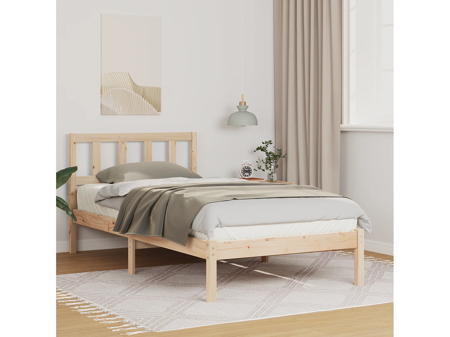Lit simple | Lit adulte, enfant | Cadre de lit Marron 90x190 cm Bois massif en pin