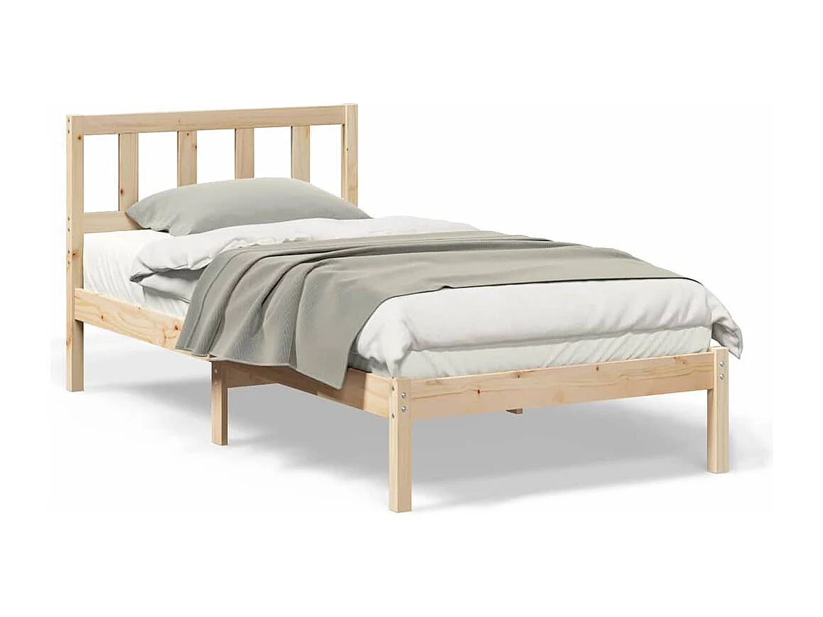 Lit simple | Lit adulte, enfant | Cadre de lit Marron 90x190 cm Bois massif en pin