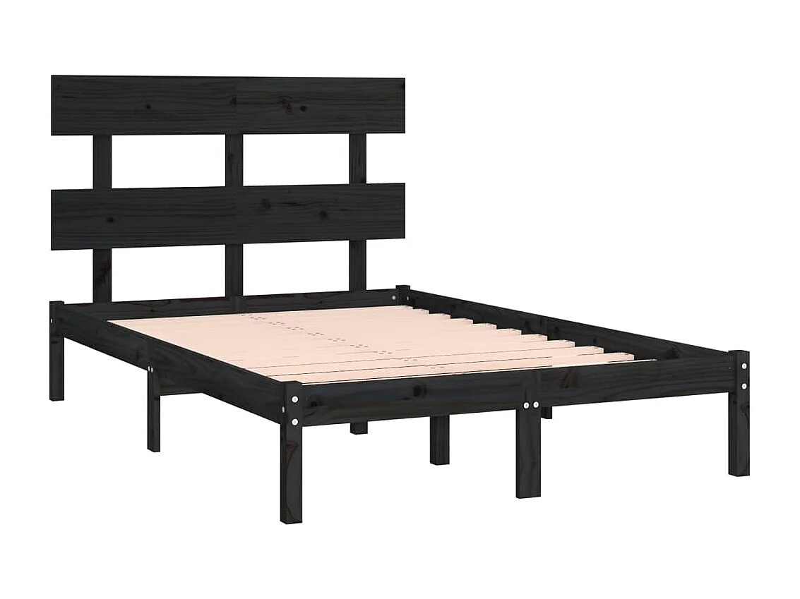 Lit double | Lit adulte | Cadre de lit noir 140x190 cm bois massif