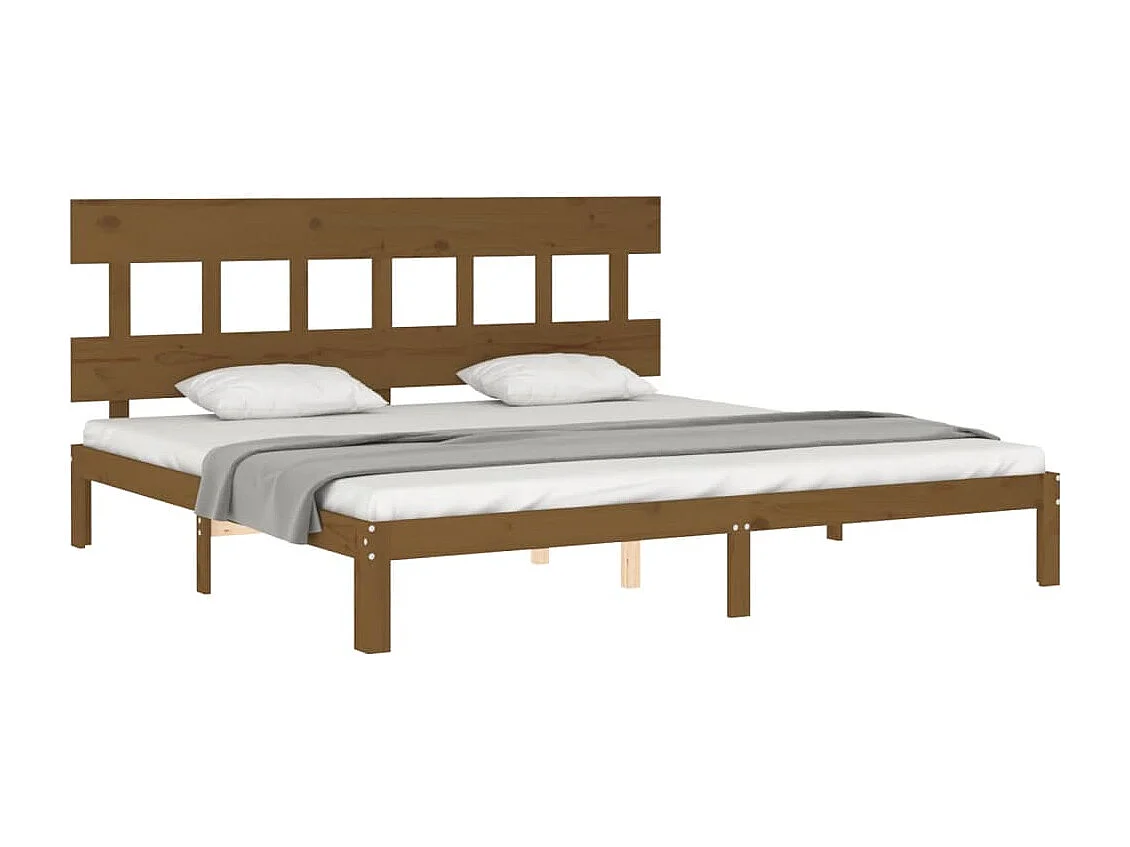 Lit double | Lit adulte | Cadre de lit marron miel 200x200cm bois pin massif