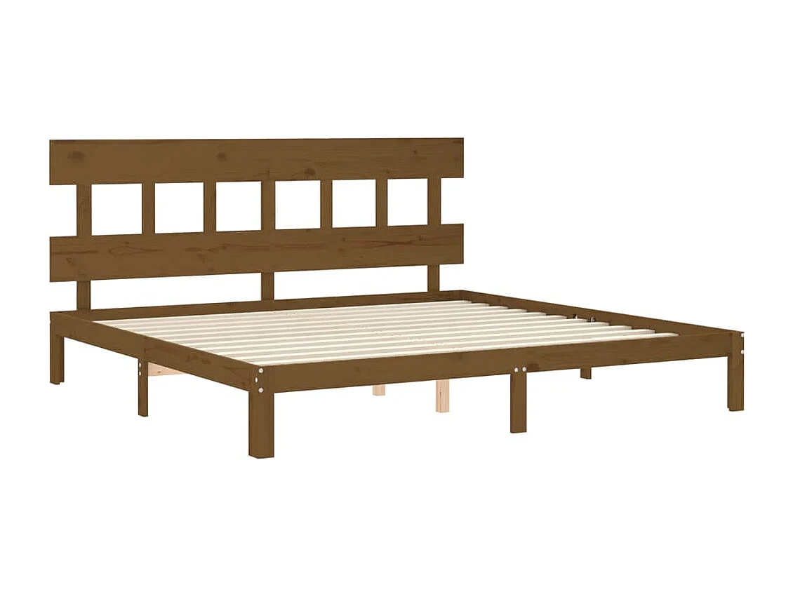 Lit double | Lit adulte | Cadre de lit marron miel 200x200cm bois pin massif